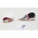 Two novelty silver shoe pincushions (2) Report by RB Modern