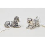 Two miniature silver dogs Modern
