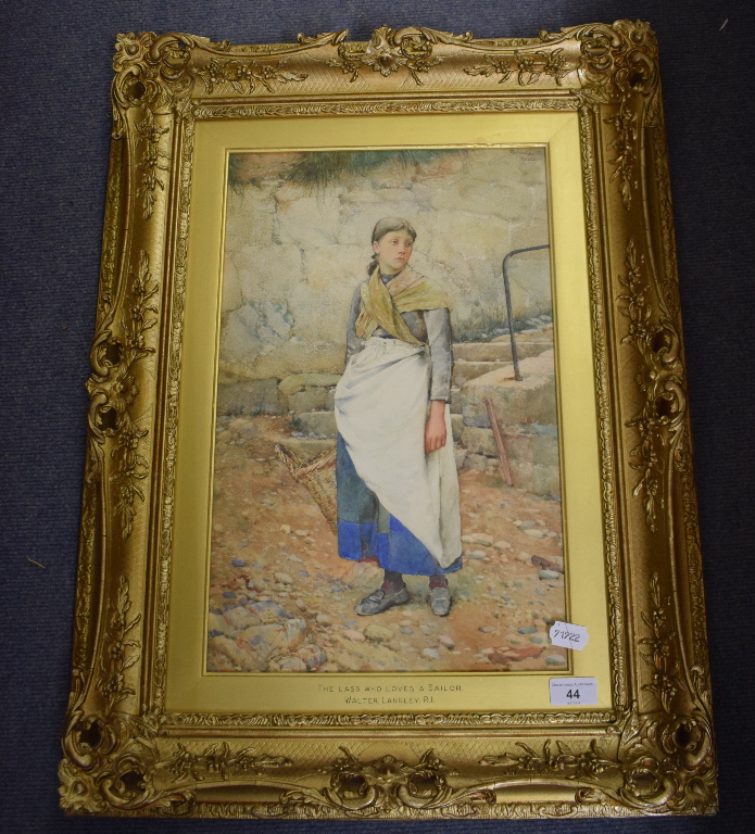 Walter Langley (1852-1922), The Lass Who Loves a Sailor, watercolour, signed, dated 1892 and - Image 3 of 5