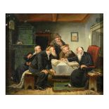 Bernd Verner, rabbis discussing religious text, oil on canvas, signed, 25 x 30.5 cm See illustration