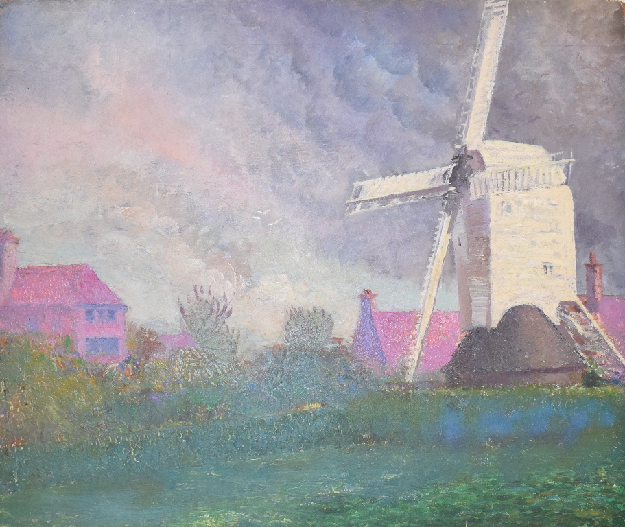 Rudolf Helmut Sauter (1895-1977), a windmill, oil on board, 51 x 61 cm (unframed) Report by GH