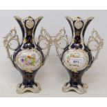 A pair of porcelain vases, decorated flowers, 22 cm high (2) Modern