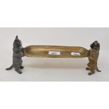 A bronze pen tray, on a cat and dog support, 12 cm high Modern