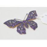 A 9ct gold, silver, amethyst and diamond butterfly brooch Report by RB Modern