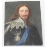 After Sir Anthony Van Dyke (1599-1641), a bust portrait miniature of King Charles I of England,