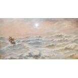 J B Collins, an Equinoctical Gale, oil on board, signed and dated 1900, inscribed verso, 62 x 125 cm