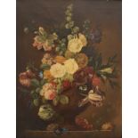 English school, a still life of flowers in a bowl, oil on canvas, 74.5 x 59.5 cm