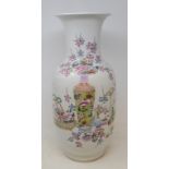 A Chinese famille rose vase, decorated a basket, a vase and flowers, 45 cm high Modern