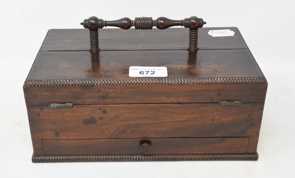 A Victorian rosewood enclosed desk stand, 34 cm wide