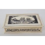 A bone box, decorated the sailors farewell, 11.5 cm wide Modern