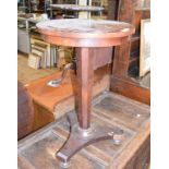 A Victorian mahogany occasional table, the top inlaid with specimen woods in a geometric form, 46 cm