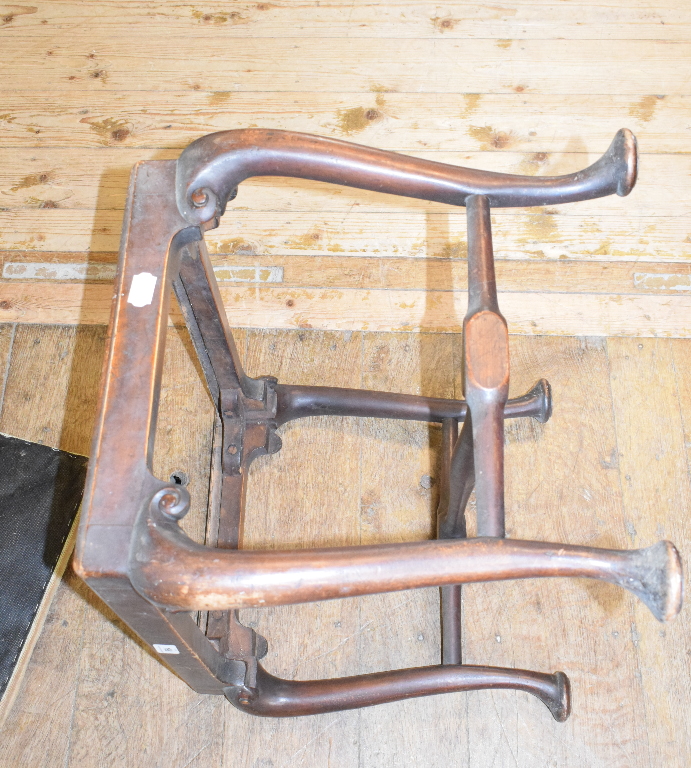 A George I style walnut stool, on cabriole legs with pad feet, 57 cm wide - Image 4 of 5