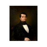 English school, 19th century, a head and shoulders portrait of a gentleman wearing black tie, oil on