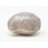 An Indian silver coloured metal scent bottle, of melon form, engraved foliage, 3.5 cm