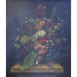 19th century, a still life of flowers, oil on canvas, 67.5 x 57 cm