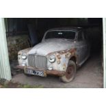 A 1957 Rover 105R project, registration number XRL 130, grey. The Rover 105R is one of the rarer