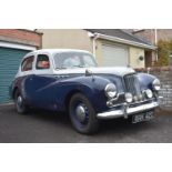 A 1957 Sunbeam Talbot 90 saloon, registration number RRK 420, two tone grey over blue. This rare