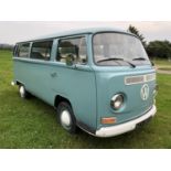 A 1969 Volkswagen T2 Combi, registration number SCV 883G, chassis number 239190234, blue.