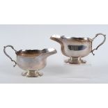 A pair of 18th century style silver sauce boats, on pedestal bases, London 1936, approx. 23.4 ozt (