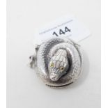 A novelty silver curled snake vesta case Modern