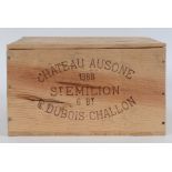 Six bottles of Chateau Ausone St Emilion, 1988, in own wooden case See inside front cover colour