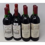 Two bottles of Chateau Beau-Site, 1986, two bottles of Chateau Ramage La Batisse, 1989, and four
