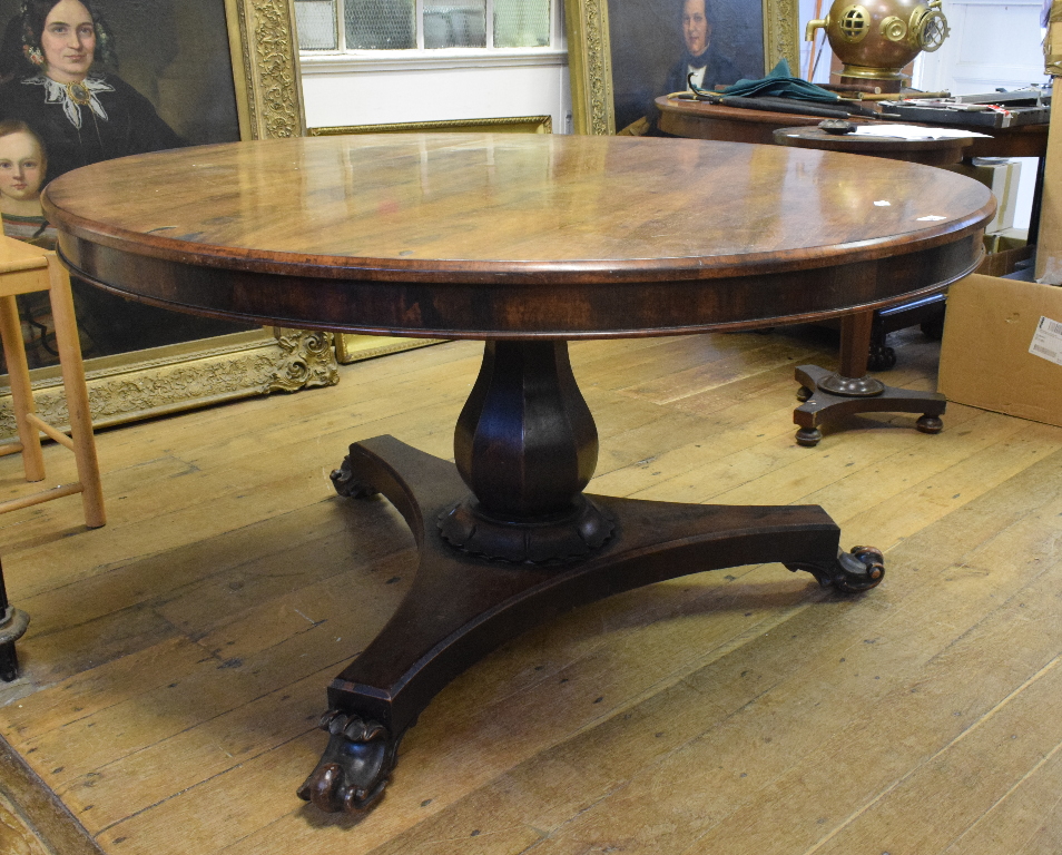 A Victorian rosewood centre table, on an octagonal baluster column, 137 cm diameter See illustration