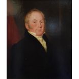 English school, 19th century, a head and shoulders portrait of a gentleman wearing a cravat, oil