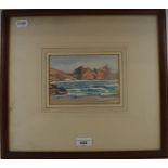 Samuel John Almorna Birch a view of Porthcurno, watercolour, with presentation inscription or verse,