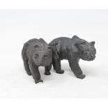 A bronze figure, in the form of a bear walking, 11 cm high, and another matching (2)