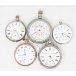 An open face pocket watch, and four others similar (5)