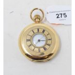 A gentleman's 18ct gold half hunter pocket watch, the enamel dial signed Thos Russell & Sons,