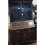 A mahogany bureau bookcase, 109 cm wide