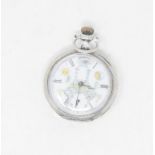 A silver coloured metal open face pocket watch, with masonic motifs