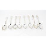 Eight silver fiddle pattern tablespoons, London 1839, approx. 19.0 ozt