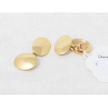 A pair of 15ct gold oval cufflinks, approx. 13.7 g, in a case