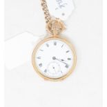 A gentleman's 9ct gold open face pocket watch, with Arabic numerals Report by GH The watch currently