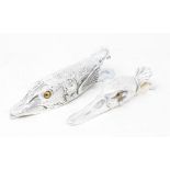 A novelty plated paperclip, in the form of a fish head, 14.5 cm wide, and another (2) Modern