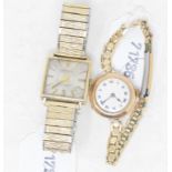 A gentleman's 9ct gold Winegartens wristwatch, and a lady's wristwatch (2)