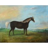 English school, 19th century, a study of a horse in a landscape, oil on canvas, 49 x 62 cm, and