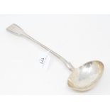 A Victorian silver fiddle and thread pattern soup ladle, crested, London 1847, approx. 6.5 ozt