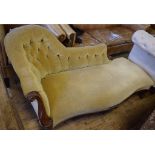 A Victorian scroll end chaise longue, on cabriole legs with knurl feet