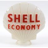 A glass petrol pump globe, SHELL ECONOMY, 43 cm high Report by GH Large foot-rim chip