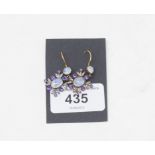 A pair of 9ct gold, silver, moonstone, amethyst and diamond earrings Modern