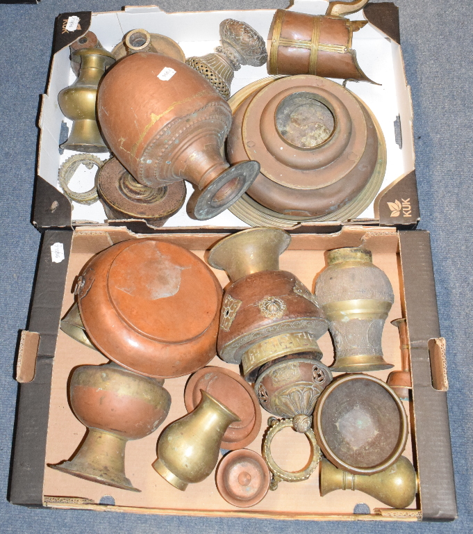 Assorted Eastern and other metalwares (2 boxes)