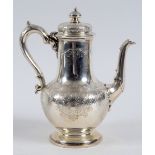 A Victorian silver coffee pot, engraved flowers and foliage, London 1849, approx. 28.5 ozt, 25 cm