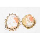 A late 19th century oval cameo brooch, Leda and the Swan, and another cameo brooch (2) Report by