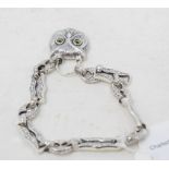 A silver owl padlock bracelet Modern