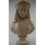 A composition bust, the veiled bride, 36 cm high