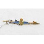 A 14ct gold and enamel RAF sweetheart brooch Report by GH Gross weight approx. 4.1 g